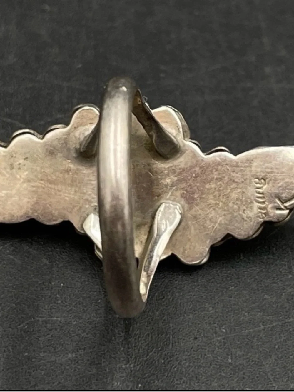 Vintage Navajo Sterling Silver Elongated Floral Knuckle Ring Size 6.75